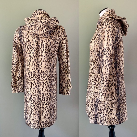 Leopard Trench Coat With Removable Hood 
